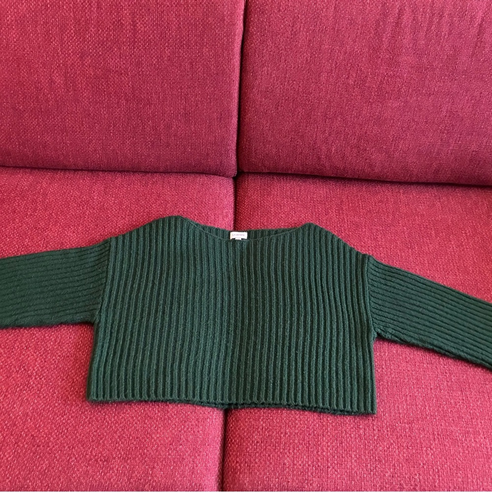 La Hearts Dark Green Off-the-Shoulder Sweater - Picture 2 of 4